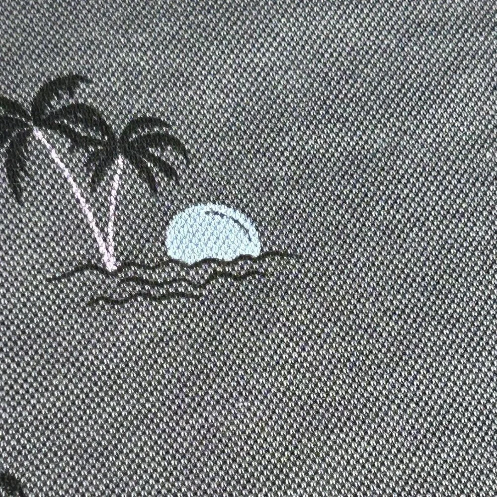 Travis Mathew Polo Shirt Mens Large Gray Priest Lake Golf Course Beer Palm Print - Picture 10 of 15